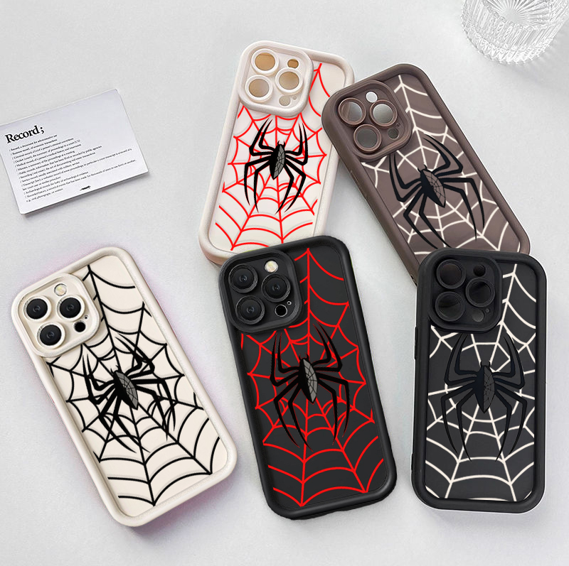 Vivo V40 - VIVO V60、V40、V50 Lite、V70 FE、Y05、Y03、Y04、Y29S、Y18、Y28S、Y31、Y21S、Y17S、Y39、Y400、Y38、Y31D対応、蜘蛛の巣模様（黒と赤）のケース