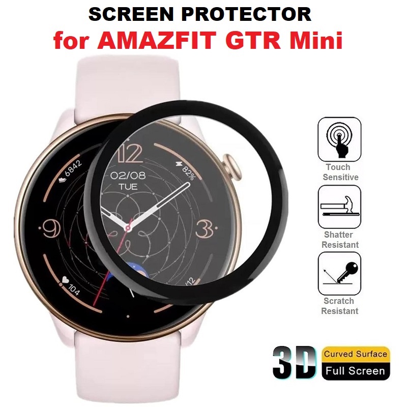 Curved Edge Screen - Amazfit Gtr mini用の3D曲面スクリーンプロテクター,完全なカバー,ソフト保護フィルム,3個