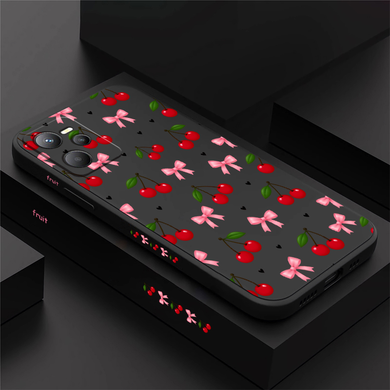 Realme C67 - OPPO Realme C100i、C85 Pro、C75、C71、C67、C65、C63、C55、C53、C51S、C35、C25Y、C17、C11対応、チェリープリントの耐傷性ソフトケース