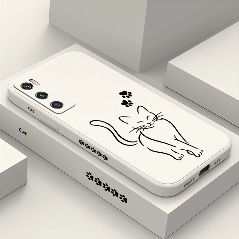 かわいい猫柄のブラックのスマートフォンケース。Vivo V7 - Vivo V40 のレビューと価格