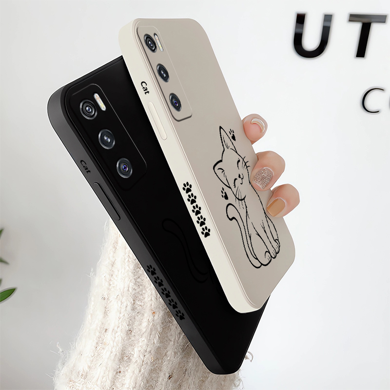 かわいい猫柄のブラックのスマートフォンケース。Vivo V7 - Vivo V40 のレビューと価格